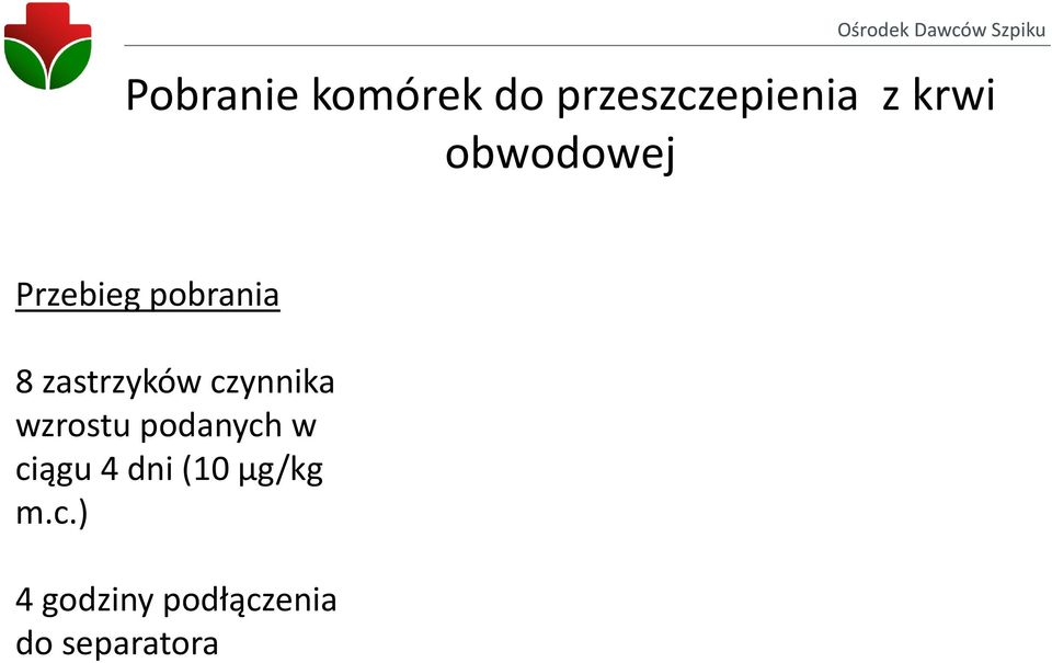 czynnika wzrostu podanych w ciągu 4 dni (10