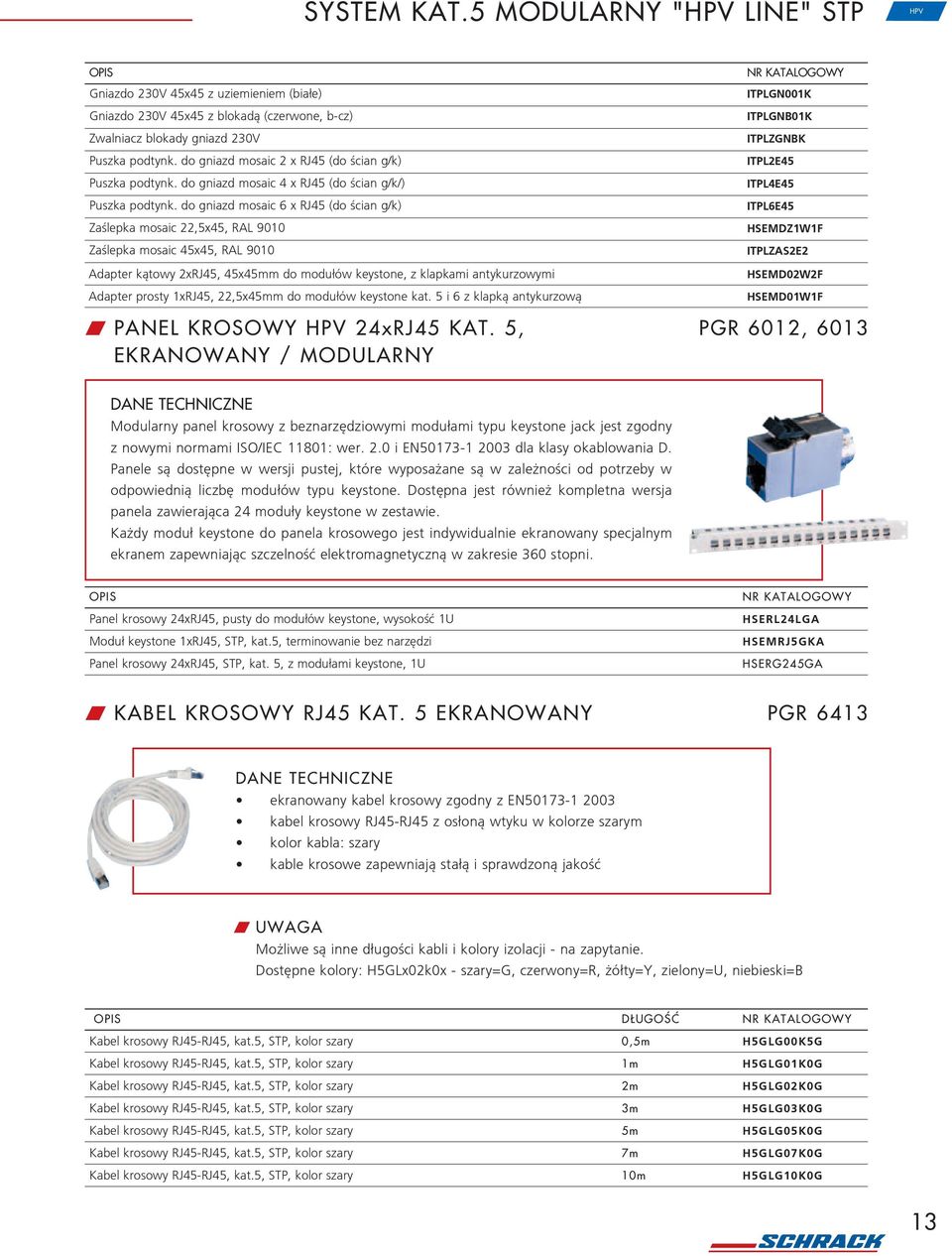 do gniazd mosaic 6 x RJ45 (do œcian g/k) Zaœlepka mosaic 22,5x45, RAL 9010 Zaœlepka mosaic 45x45, RAL 9010 Adapter k¹towy 2xRJ45, 45x45mm do modu³ów keystone, z klapkami antykurzowymi Adapter prosty