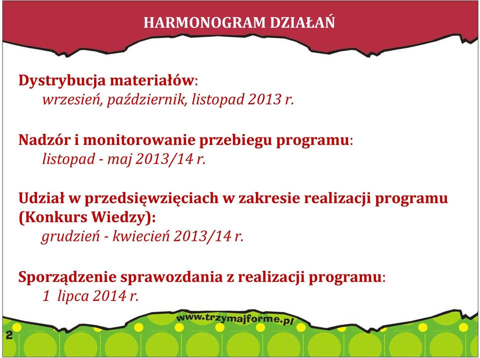 Udział w przedsięwzięciach w zakresie realizacji programu (Konkurs Wiedzy): grudzień -