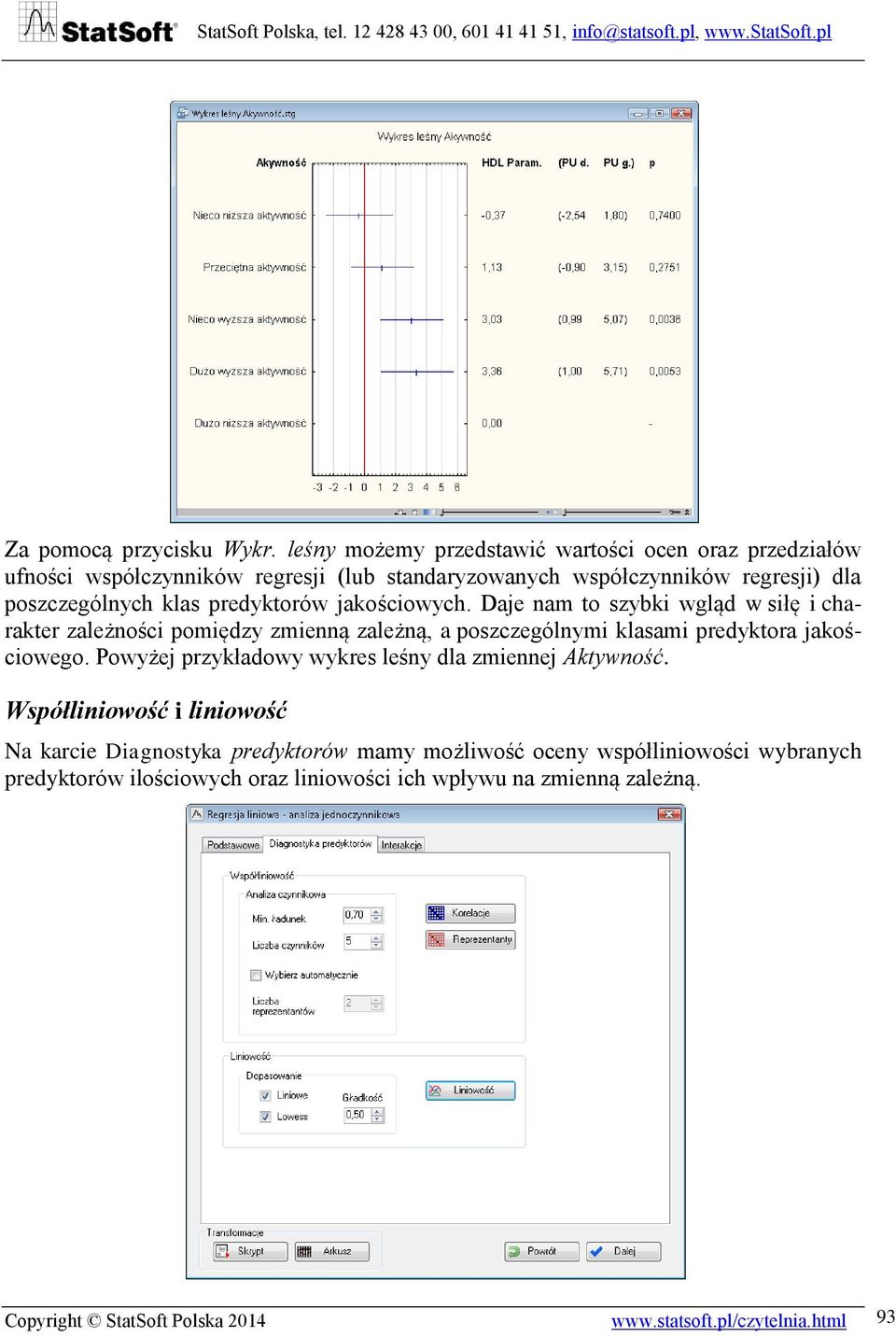 predyktorów jakościowych. Daje nam to szybki wgląd w siłę i charakter zależności pomiędzy zmienną zależną, a poszczególnymi klasami predyktora jakościowego.