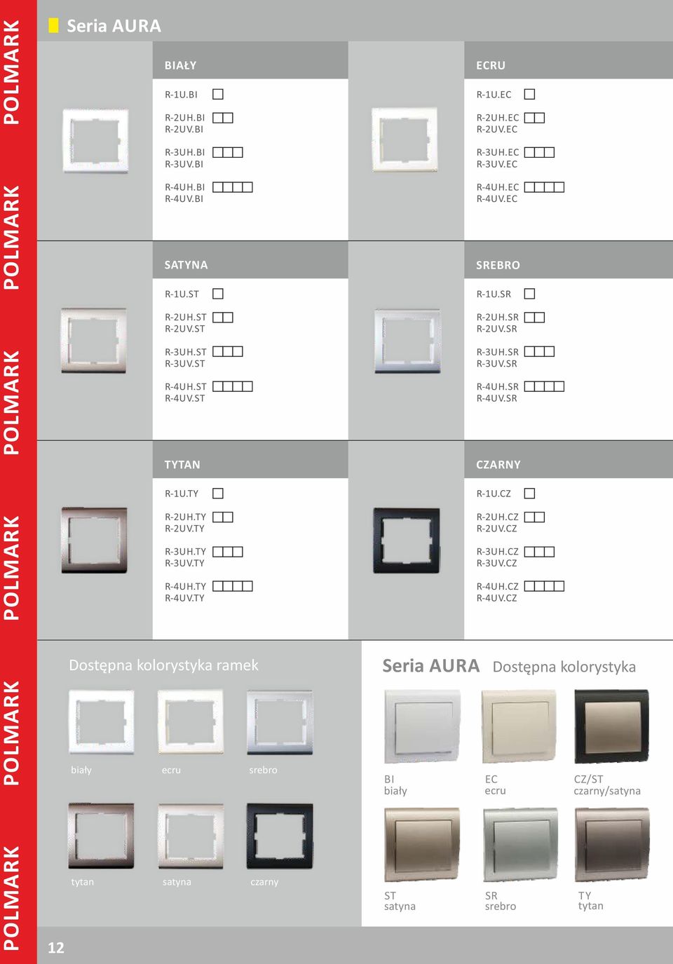TY Dostępna kolorystyka ramek ecru srebro tytan satyna czarny BI ECRU R-1U.EC R-2UH.EC R-2UV.EC R-3UH.EC R-3UV.EC R-4UH.EC R-4UV.EC SREBRO R-1U.SR R-2UH.