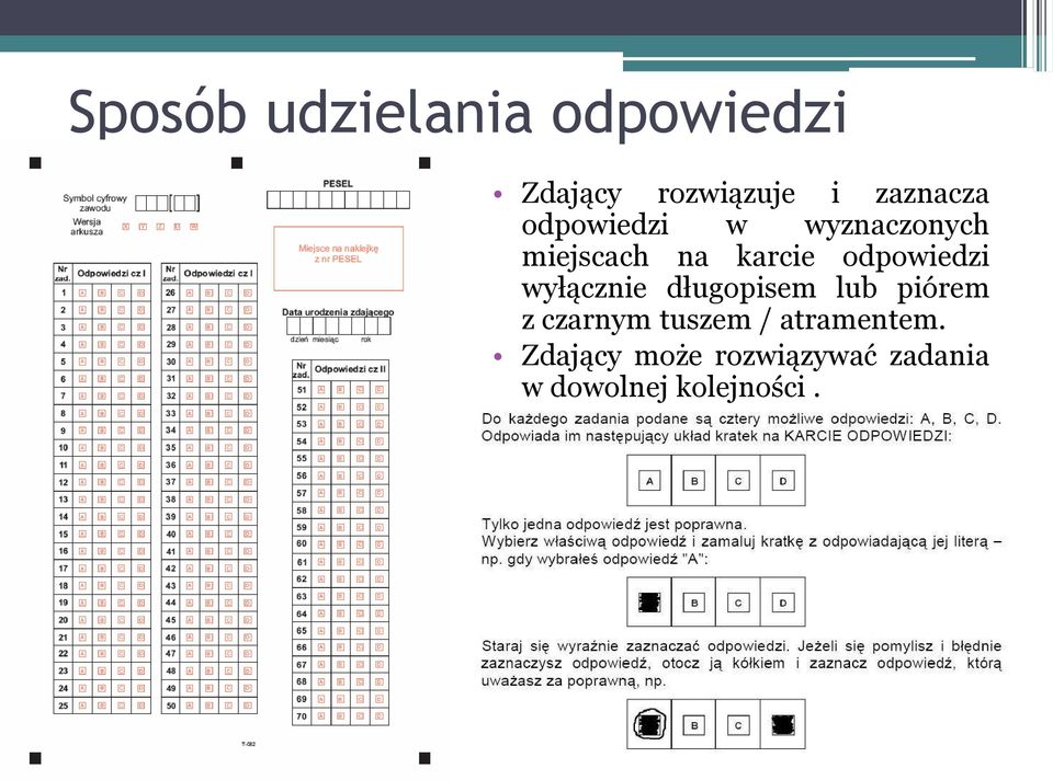 wyłącznie długopisem lub piórem z czarnym tuszem /