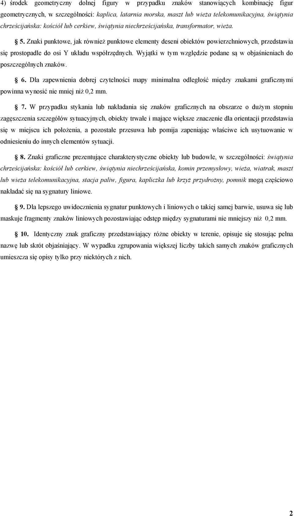Znaki punktowe, jak również punktowe elementy deseni obiektów powierzchniowych, przedstawia się prostopadle do osi Y układu współrzędnych.