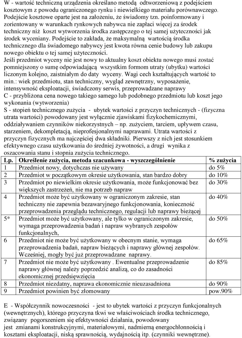 poinformowany i zorientowany w warunkach rynkowych nabywca nie zapłaci więcej za środek techniczny niż koszt wytworzenia środka zastępczego o tej samej użyteczności jak środek wyceniany.