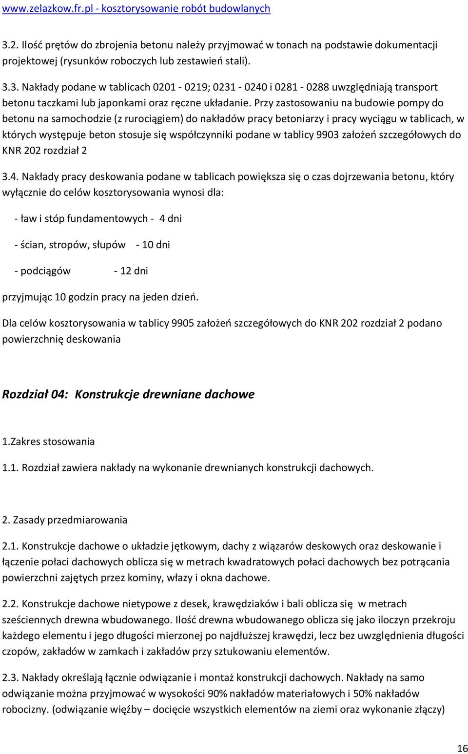załżeń szczegółwych d KNR 202 rzdział 2 3.4.