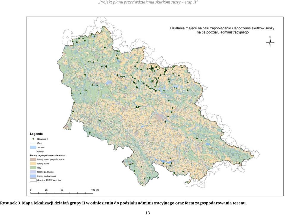 Mapa lokalizacji działań grupy II w