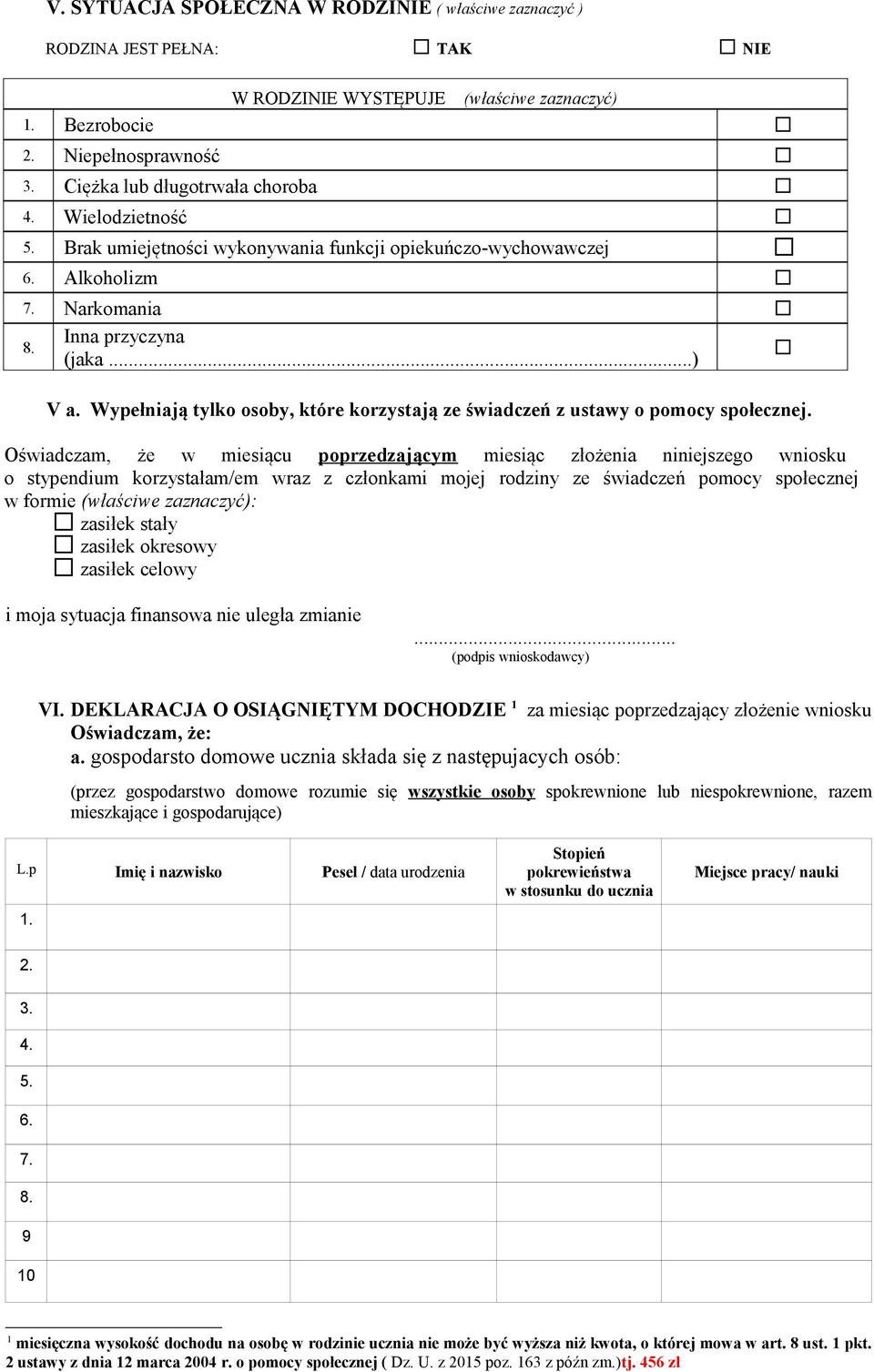 Wypełniają tylko osoby, które korzystają ze świadczeń z ustawy o pomocy społecznej.