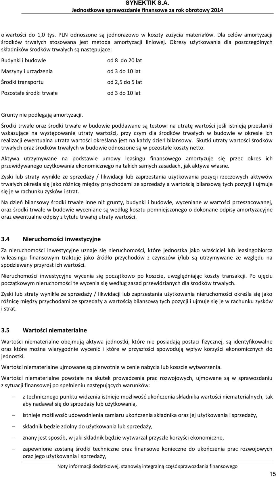 do 5 lat od 3 do 10 lat Grunty nie podlegają amortyzacji.