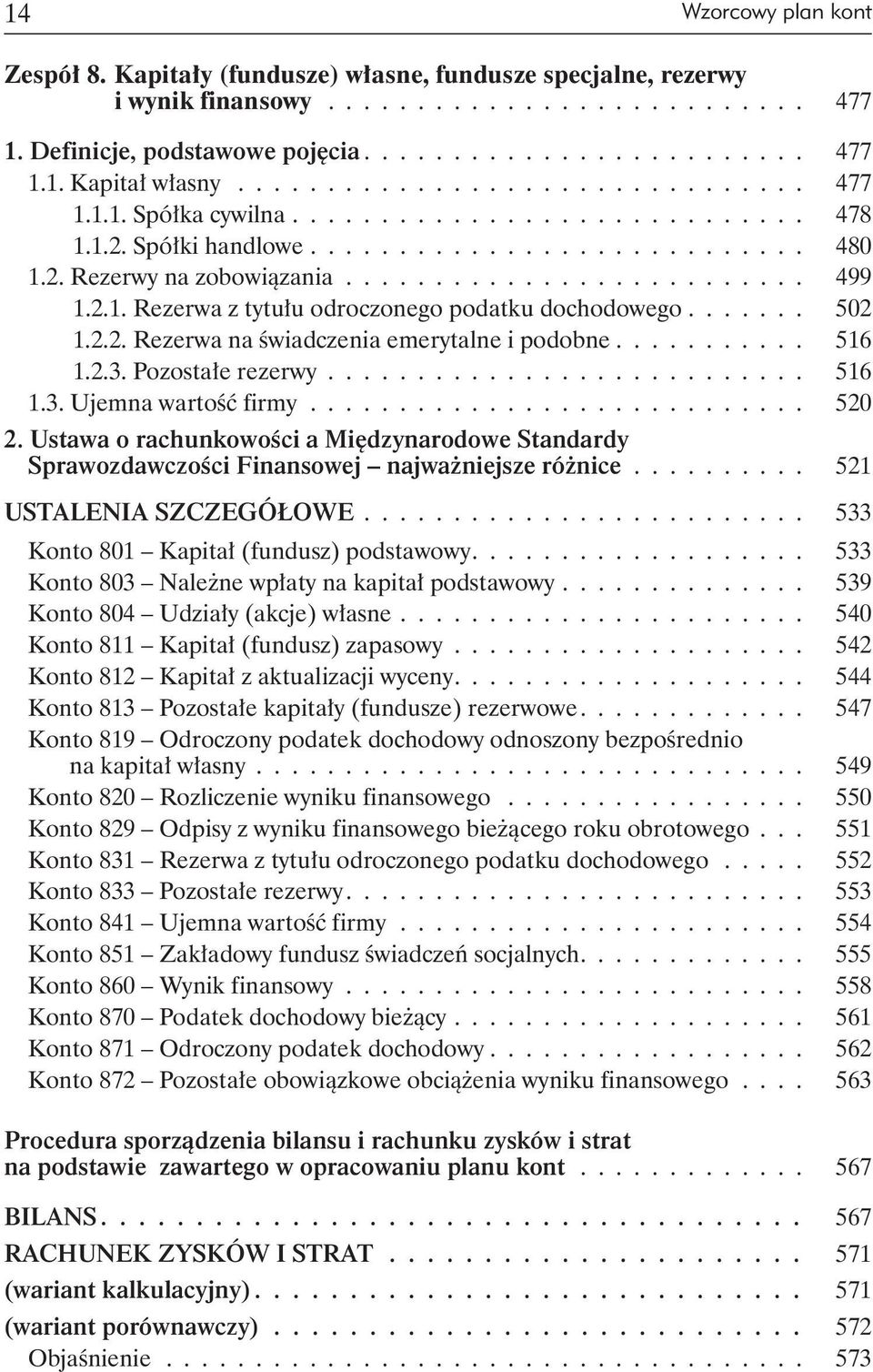 2.1. Rezerwa z tytułu odroczonego podatku dochodowego....... 502 1.2.2. Rezerwa na świadczenia emerytalne i podobne........... 516 1.2.3. Pozostałe rezerwy........................... 516 1.3. Ujemna wartość firmy.