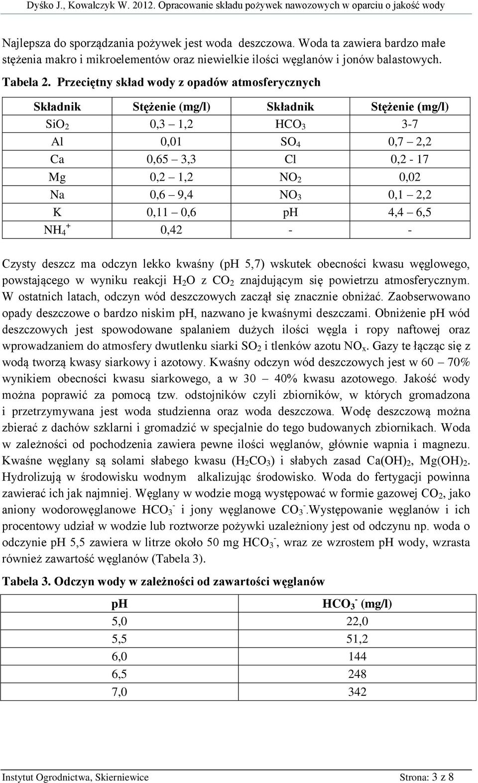 K 0,11 0,6 ph 4,4 6,5 + NH 4 0,42 Czysty deszcz ma odczyn lekko kwaśny (ph 5,7) wskutek obecności kwasu węglowego, powstającego w wyniku reakcji H 2 O z CO 2 znajdującym się powietrzu atmosferycznym.