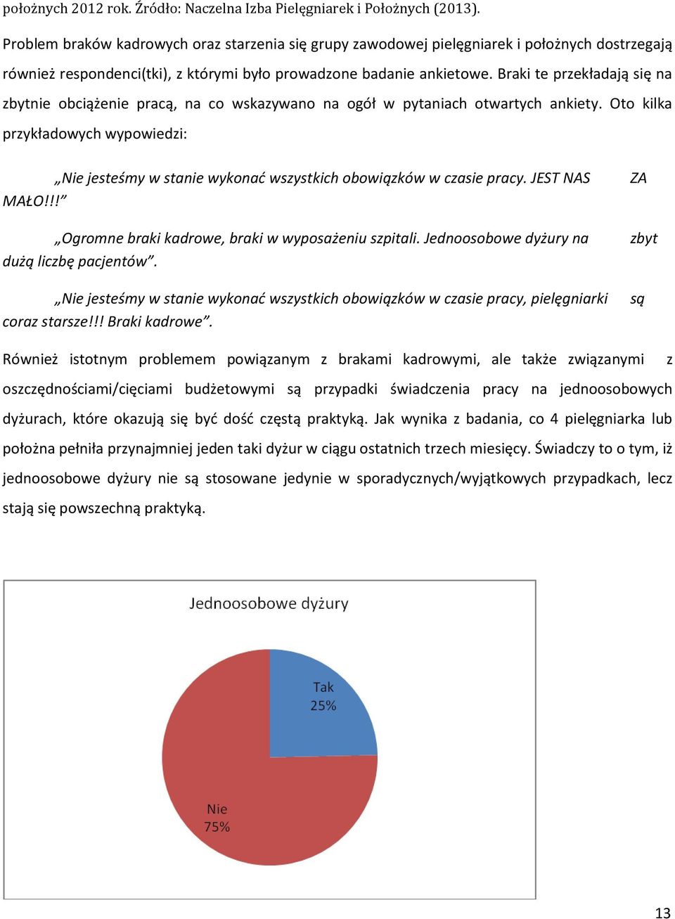 Braki te przekładają się na zbytnie obciążenie pracą, na co wskazywano na ogół w pytaniach otwartych ankiety.