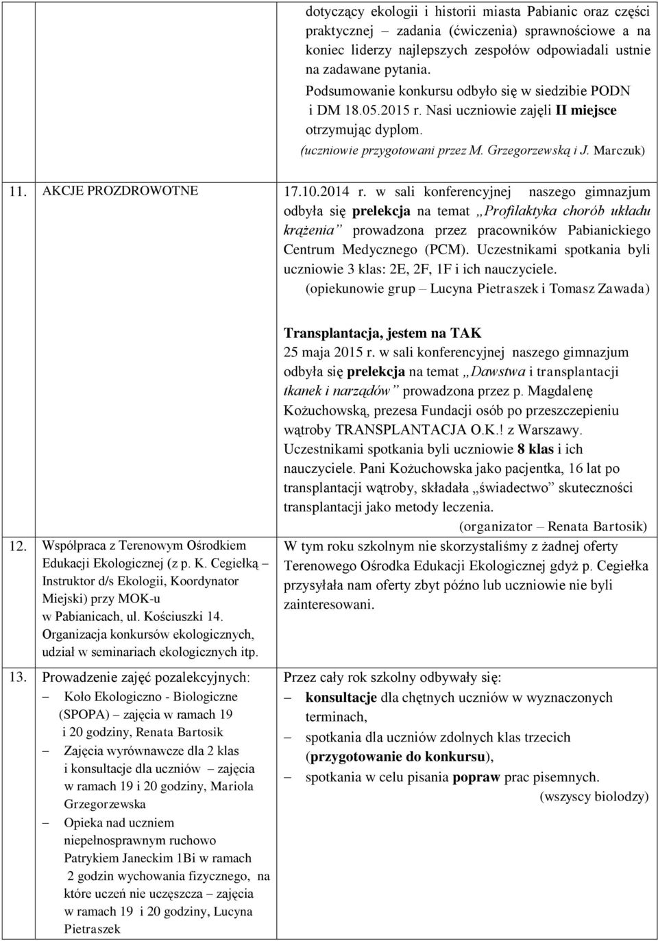 AKCJE PROZDROWOTNE 17.10.2014 r.