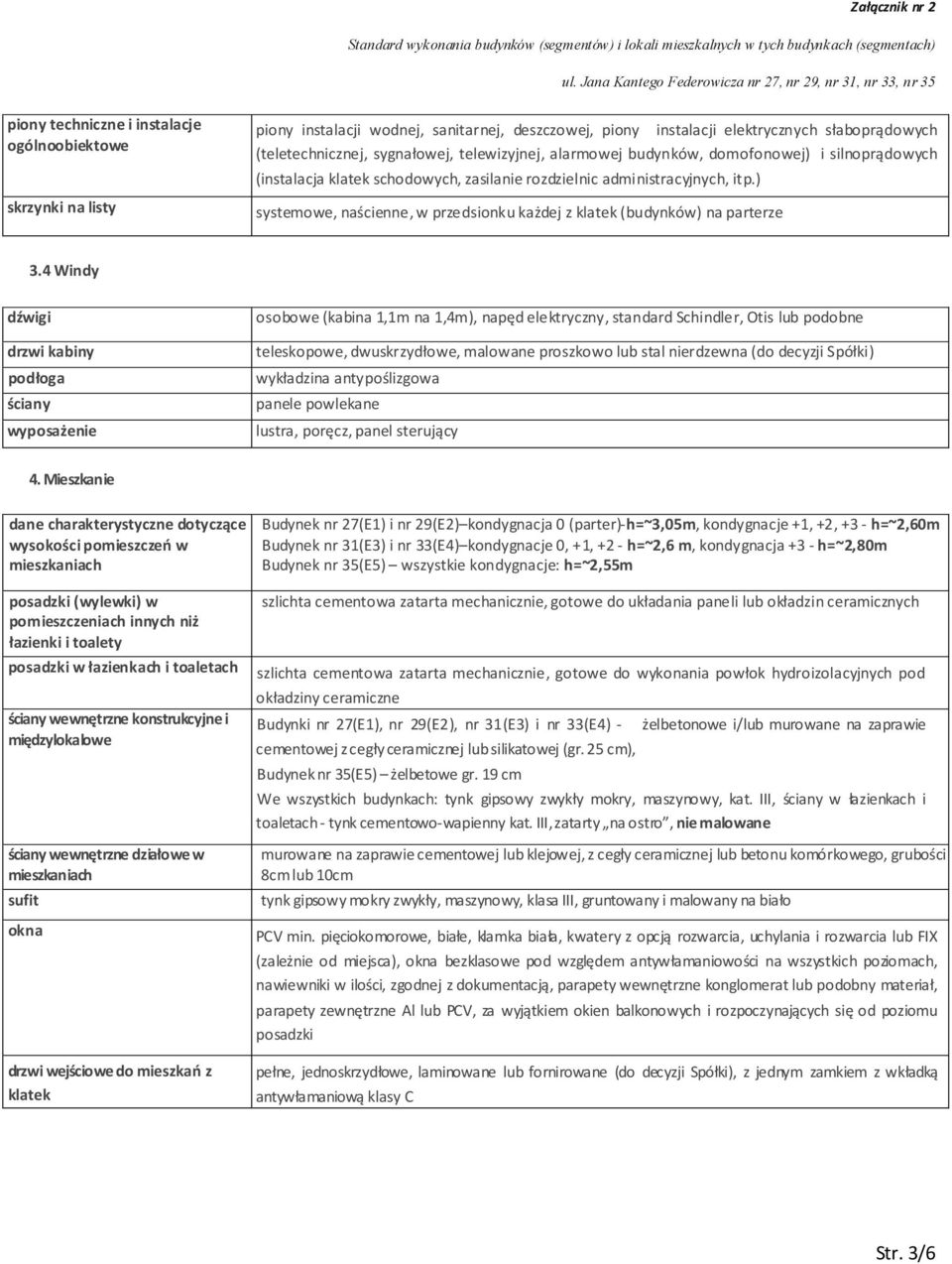 ) systemowe, naścienne, w przedsionku każdej z klatek (budynków) na parterze 3.