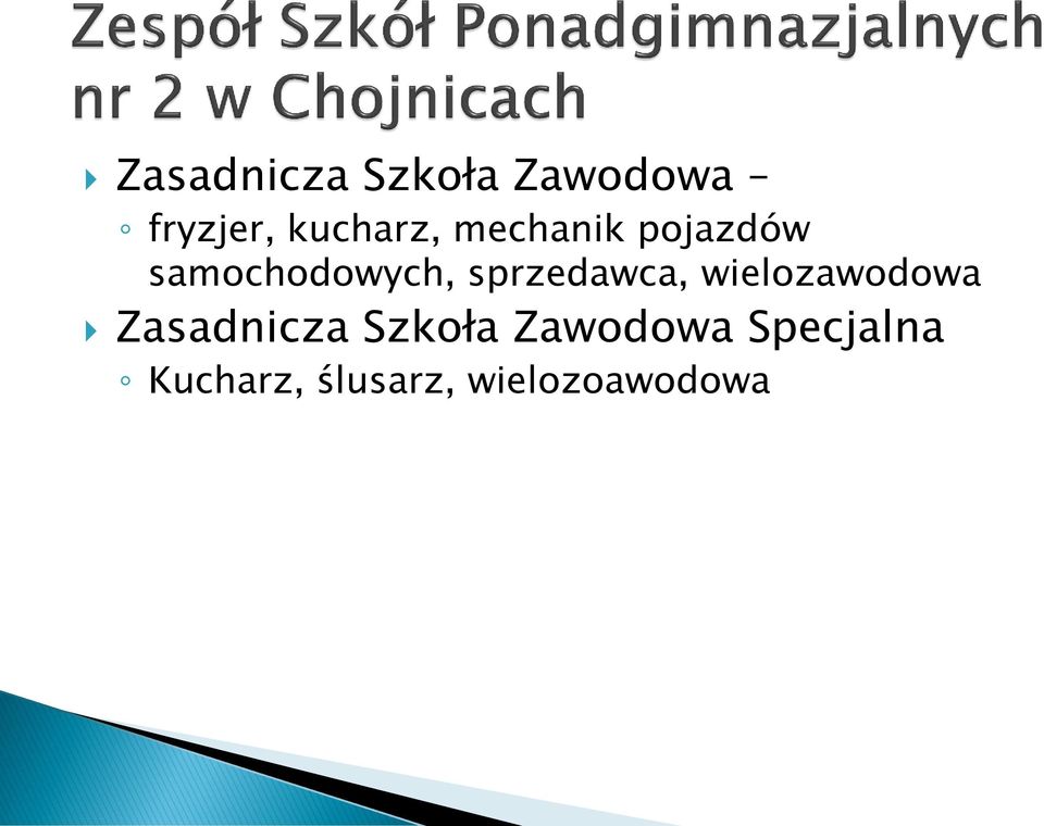 sprzedawca, wielozawodowa Zasadnicza Szkoła