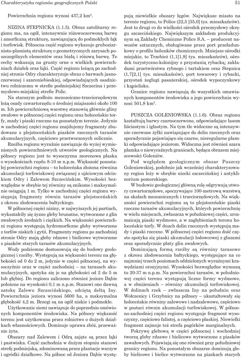 Północna część regionu wykazuje gruboziarnisto-plamistą strukturę o geometrycznych zarysach poszczególnych elementów oraz białą i różową barwę.