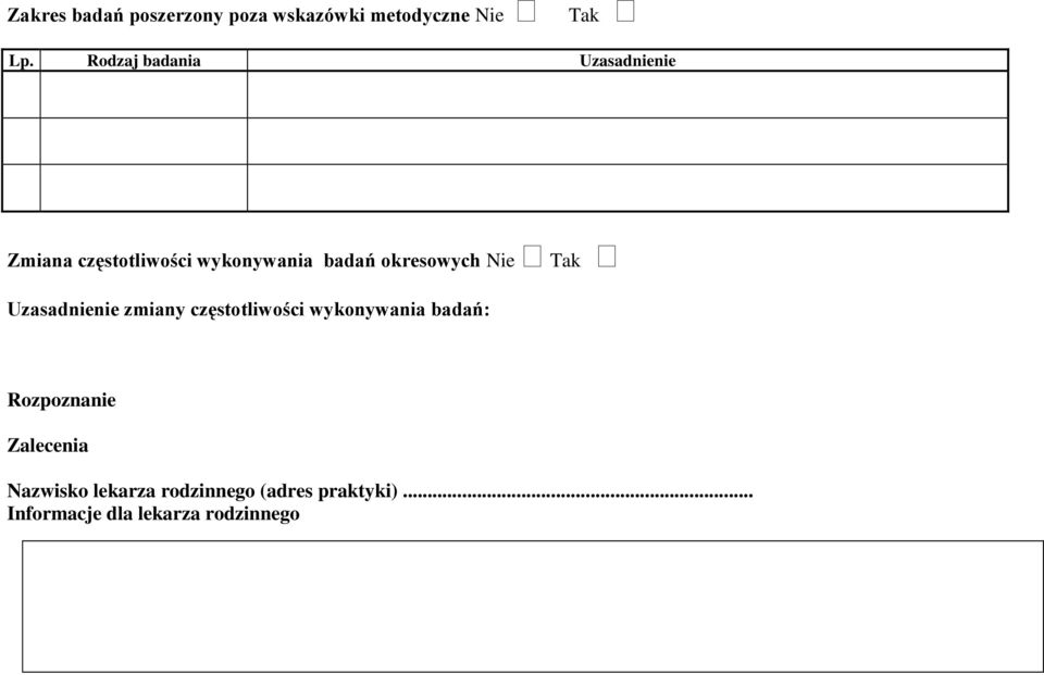 okresowych Nie Tak Uzasadnienie zmiany częstotliwości wykonywania badań: