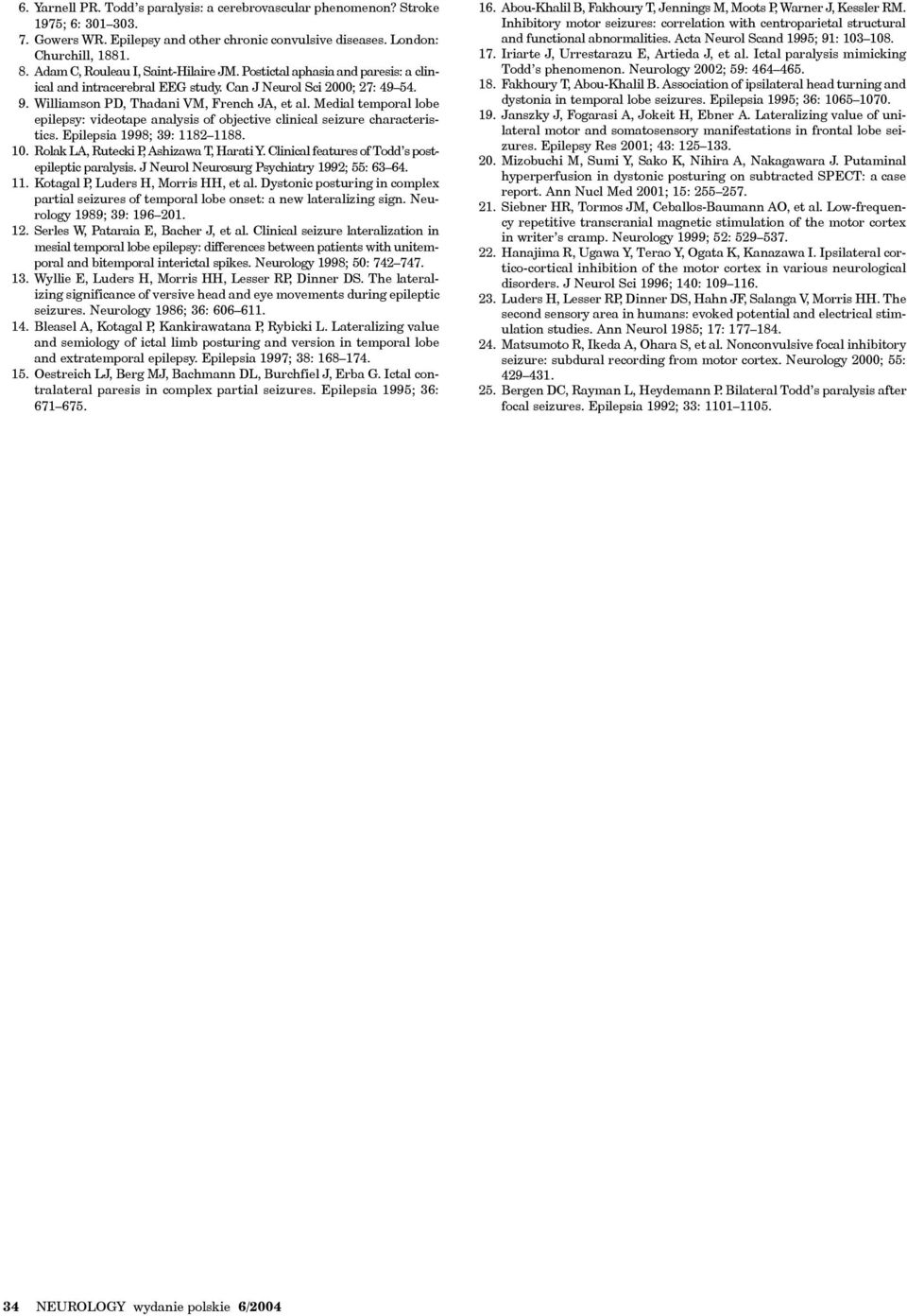 Medial temporal lobe epilepsy: videotape analysis of objective clinical seizure characteristics. Epilepsia 1998; 39: 1182 1188. 10. Rolak LA, Rutecki P, Ashizawa T, Harati Y.