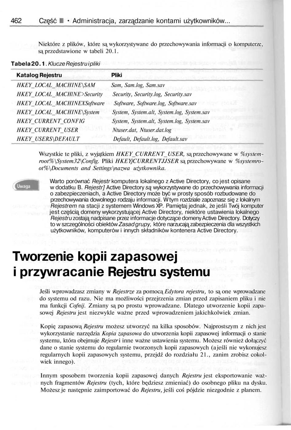Klucze Rejestru i pliki Katalog Rejestru HKEY_LOCAL_MACHINE\SAM HKEY_LOCAL_MACHlNE>Security HKEY_LOCAL_MACHINEXSoftware HKEY_LOCAL_MACHINE\System HKEY_CURRENT_CONF1G HKEY_CURRENT_USER