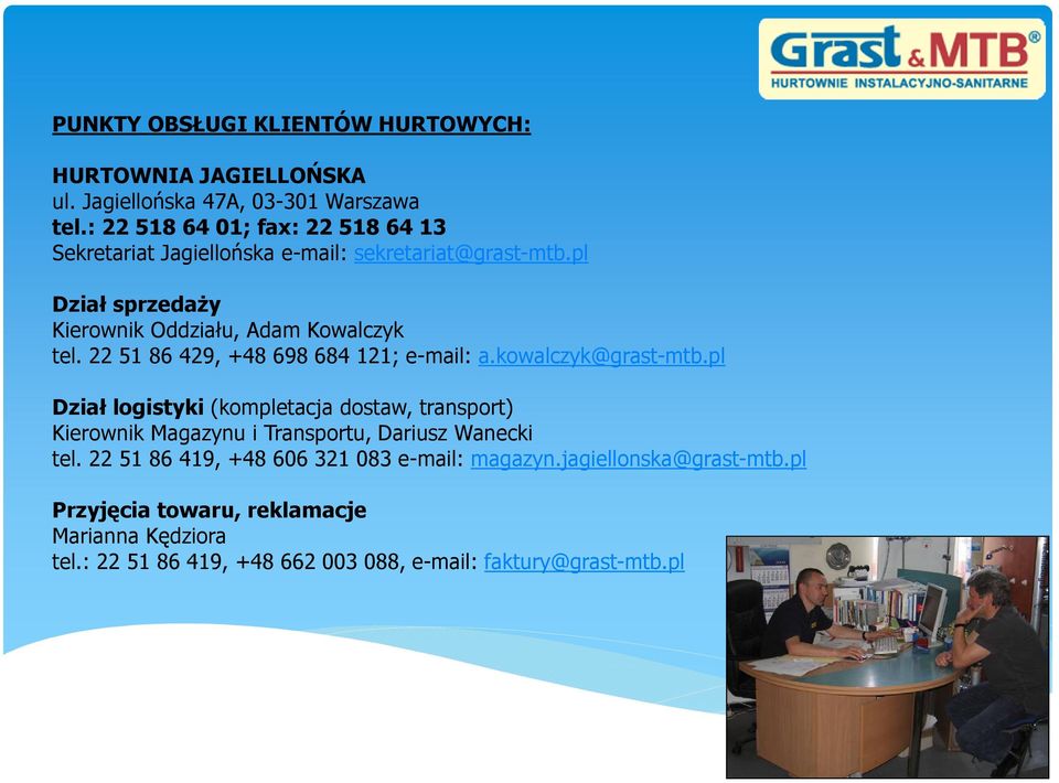 22 51 86 429, +48 698 684 121; e-mail: a.kowalczyk@grast-mtb.