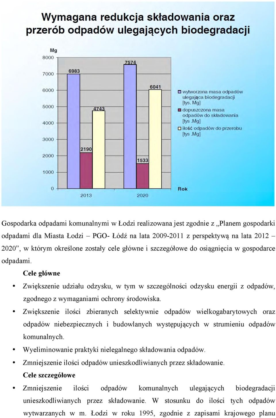 Zwiększenie ilości zbieranych selektywnie odpadów wielkogabarytowych oraz odpadów niebezpiecznych i budowlanych występujących w strumieniu odpadów komunalnych.