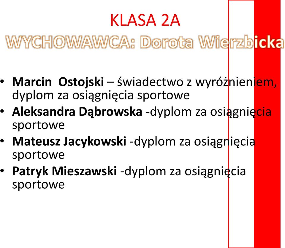 Dąbrowska -dyplom za osiągnięcia Mateusz