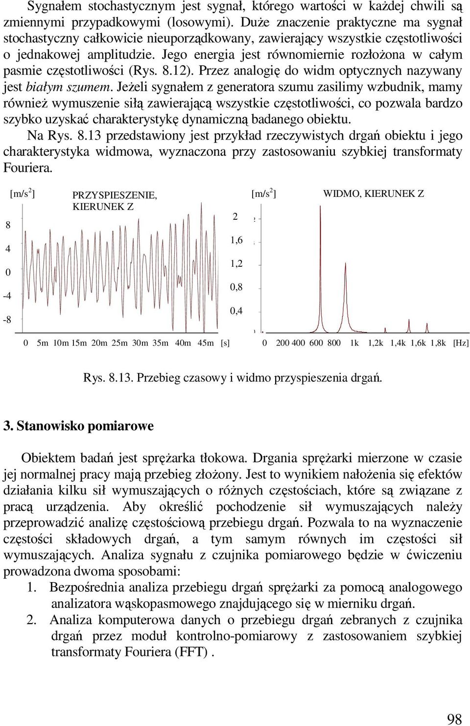 Jego energia jes równomiernie rozłożona w całym pasmie częsoliwości (Rys. 8.). Przez analogię do widm opycznych nazywany jes białym szumem.