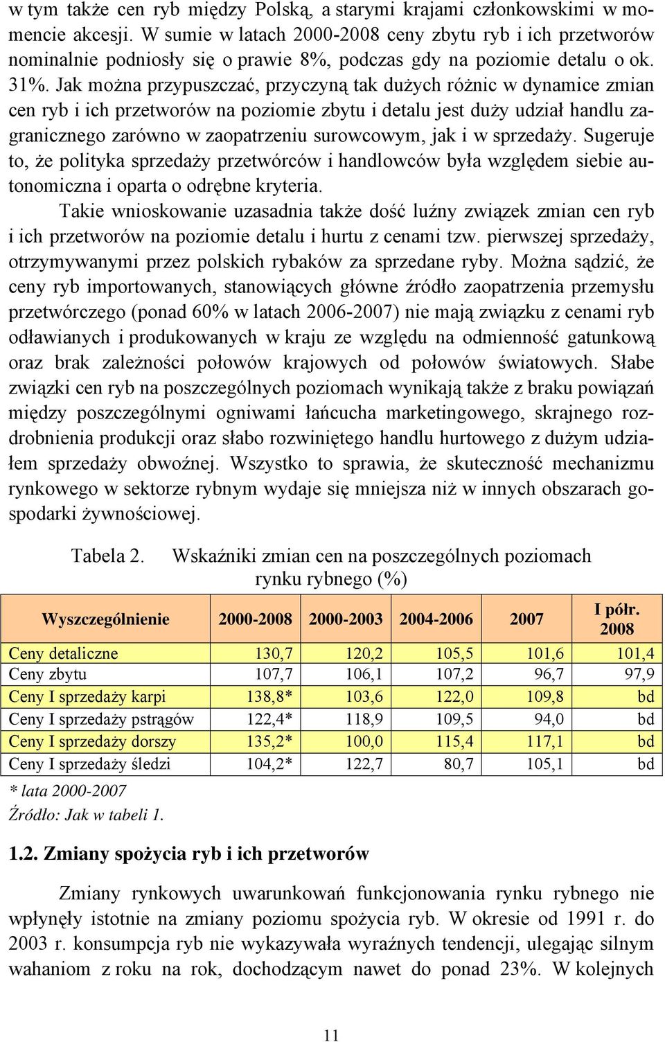 Jak można przypuszczać, przyczyną tak dużych różnic w dynamice zmian cen ryb i ich przetworów na poziomie zbytu i detalu jest duży udział handlu zagranicznego zarówno w zaopatrzeniu surowcowym, jak i