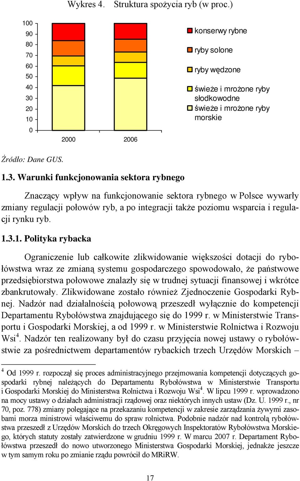 20 10 0 2000 2006 konserwy rybne ryby solone ryby wędzone świeże i mrożone ryby słodkowodne świeże i mrożone ryby morskie Źródło: Dane GUS. 1.3.