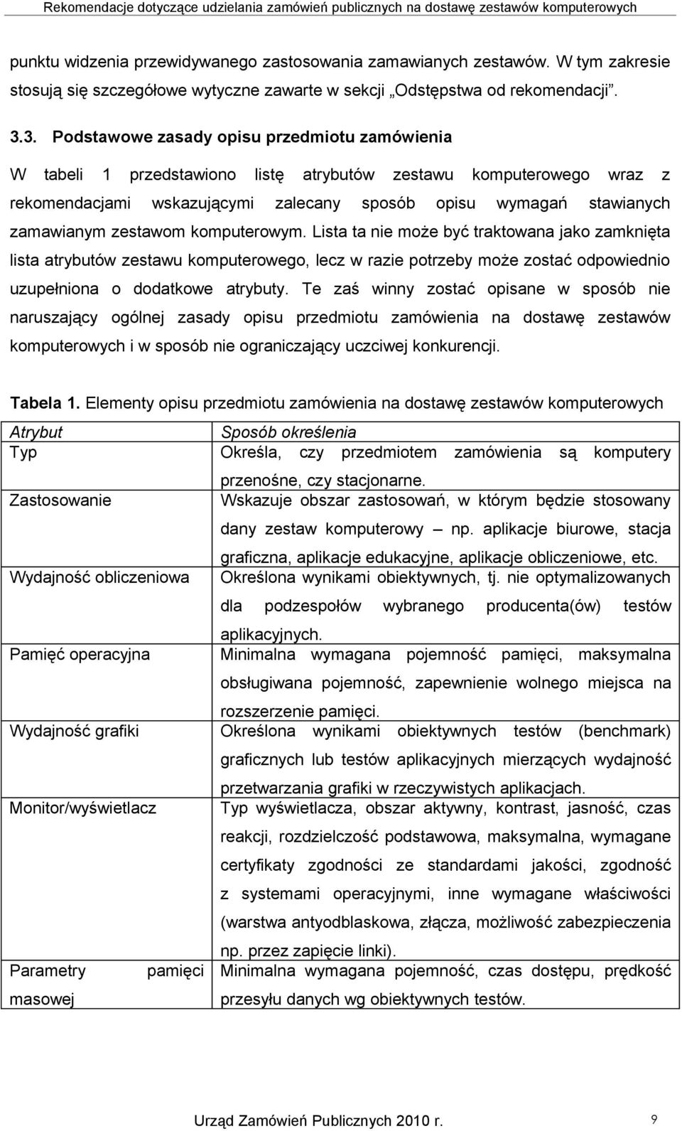 zestawom komputerowym. Lista ta nie może być traktowana jako zamknięta lista atrybutów zestawu komputerowego, lecz w razie potrzeby może zostać odpowiednio uzupełniona o dodatkowe atrybuty.