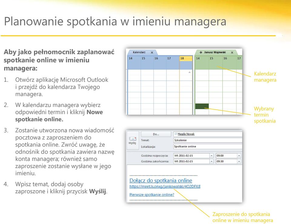 3. Zostanie utworzona nowa wiadomość pocztowa z zaproszeniem do spotkania online.