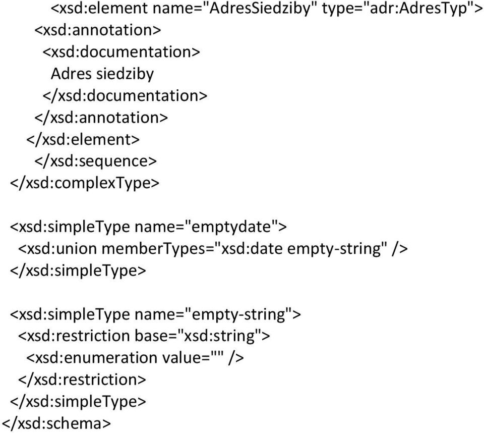 /> </xsd:simpletype> <xsd:simpletype name="empty-string"> <xsd:restriction