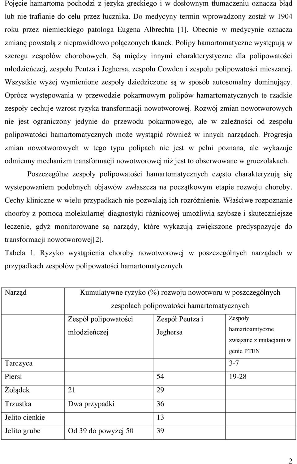 Polipy hamartomatyczne występują w szeregu zespołów chorobowych.