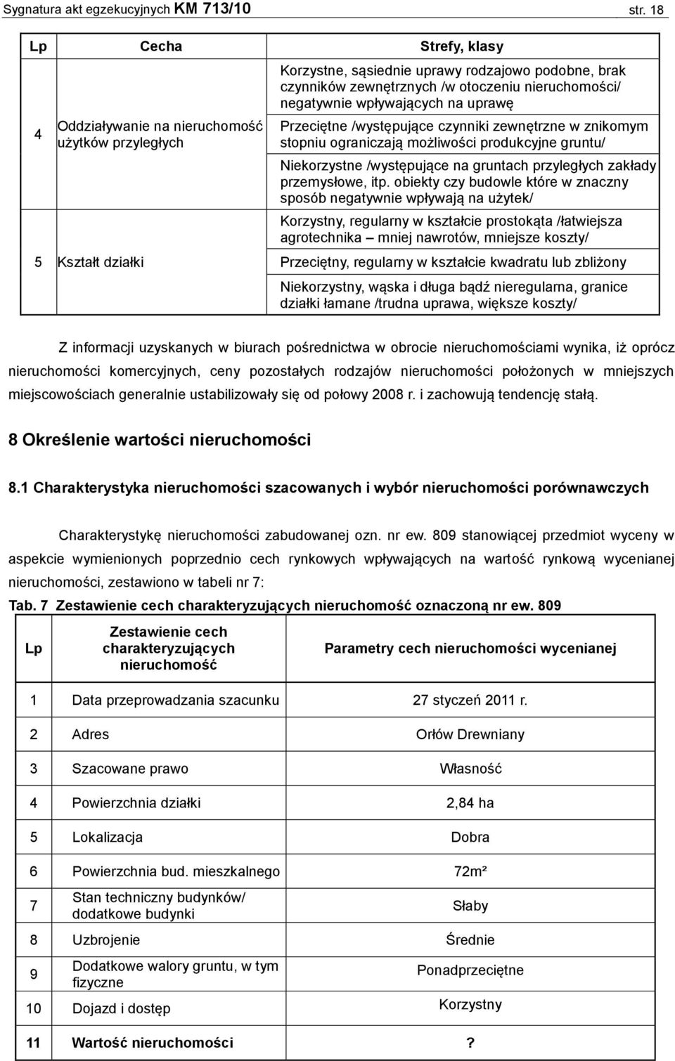 negatywnie wpływających na uprawę Przeciętne /występujące czynniki zewnętrzne w znikomym stopniu ograniczają możliwości produkcyjne gruntu/ Niekorzystne /występujące na gruntach przyległych zakłady