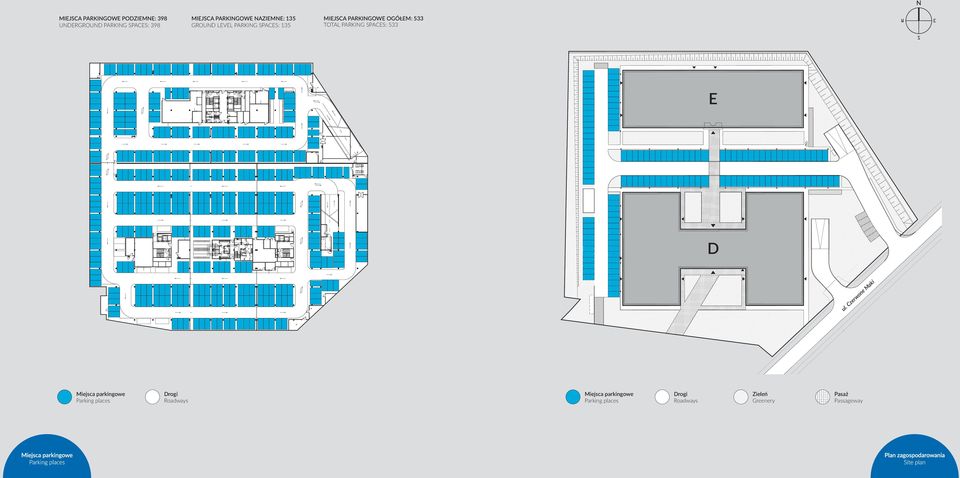 HP-33 D ul Miejsca parkingowe Parking places Miejsca parkingowe Parking places Drogi Roadways Miejsca parkingowe