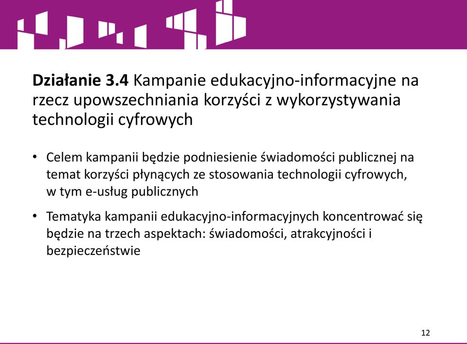 cyfrowych Celem kampanii będzie podniesienie świadomości publicznej na temat korzyści płynących ze