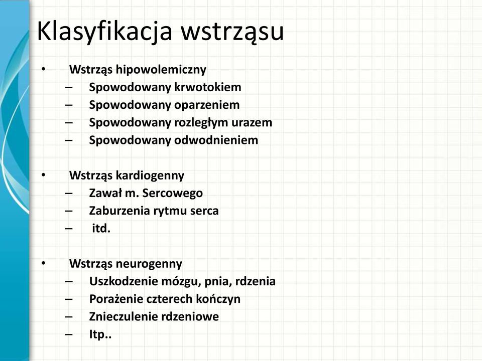 kardiogenny Zawał m. Sercowego Zaburzenia rytmu serca itd.