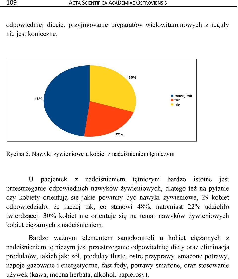 orientują się jakie powinny być nawyki żywieniowe, 29 kobiet odpowiedziało, że raczej tak, co stanowi 48%, natomiast 22% udzieliło twierdzącej.