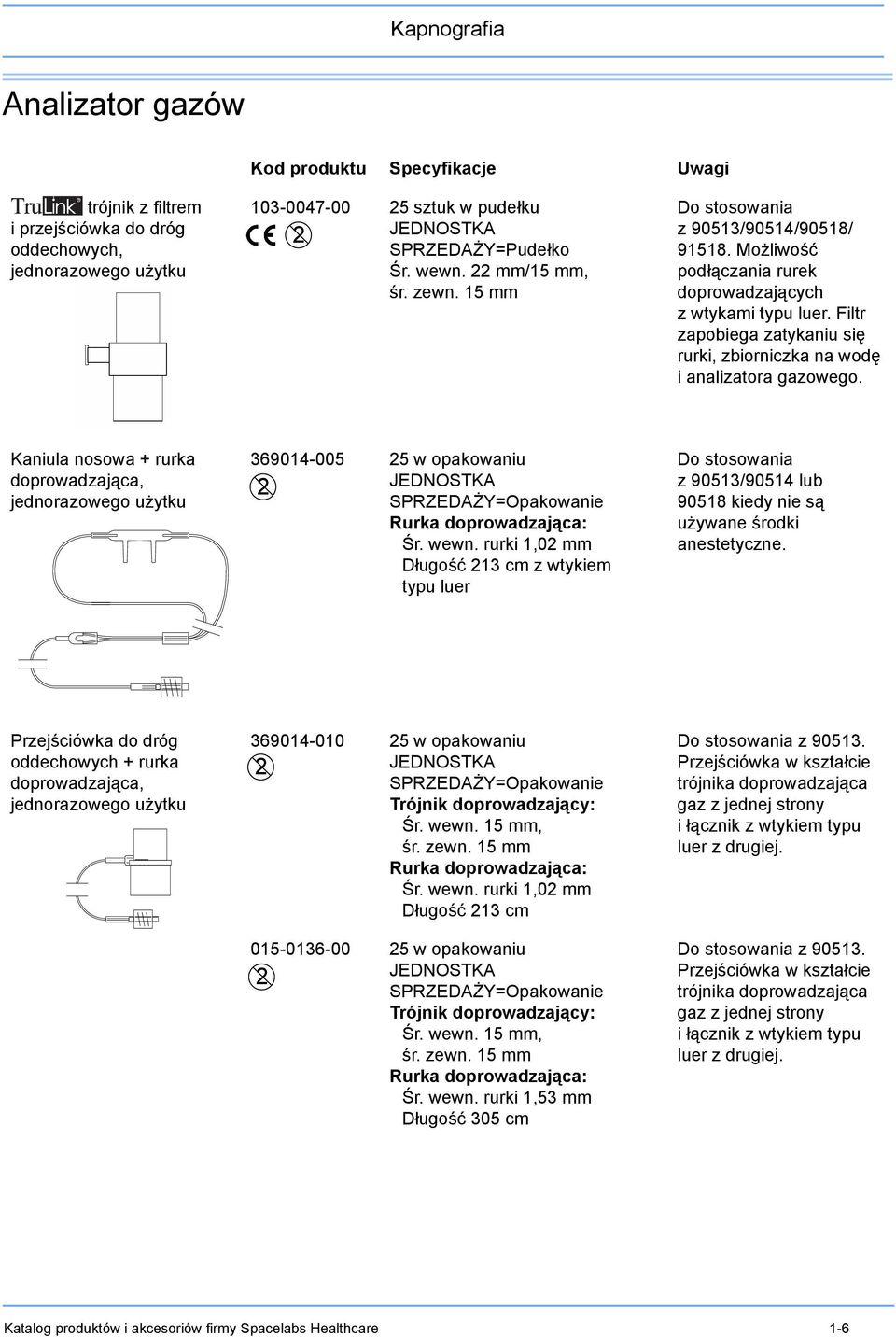 Kaniula nosowa + rurka doprowadzająca, jednorazowego użytku 369014-005 5 w opakowaniu urka doprowadzająca: Śr. wewn.