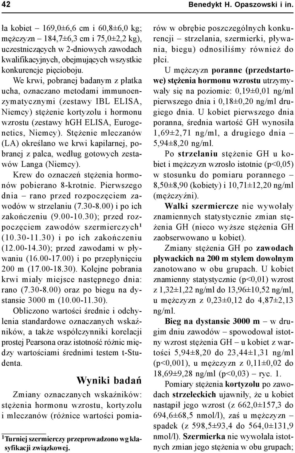 We krwi, pobranej badanym z płatka ucha, oznaczano metodami immunoenzymatycznymi (zestawy IBL ELISA, Niemcy) stężenie kortyzolu i hormonu wzrostu (zestawy hgh ELISA, Eurogenetics, Niemcy).