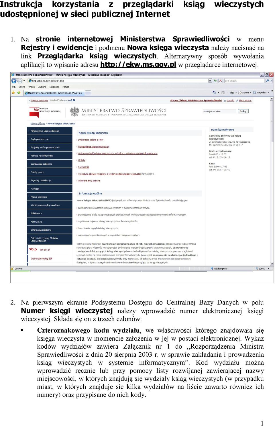 Instrukcja korzystania z przeglądarki ksiąg wieczystych udostępnionej w  sieci publicznej Internet - PDF Darmowe pobieranie