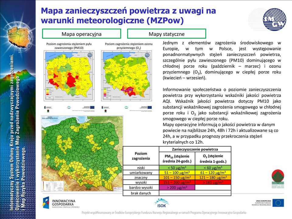 dominującego w chłodnej porze roku (październik marzec) i ozonu przyziemnego (O 3 ), dominującego w ciepłej porze roku (kwiecień wrzesień).