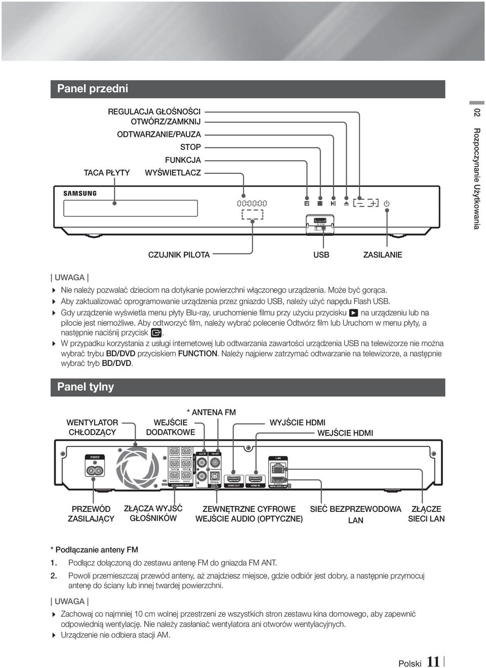 Aby zaktualizować oprogramowanie urządzenia przez gniazdo USB, należy użyć napędu Flash USB.