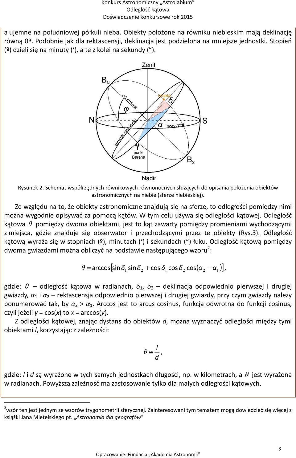 Schemat współrzędnych równikowych równonocnych służących do opisania położenia obiektów astronomicznych na niebie (sferze niebieskiej).