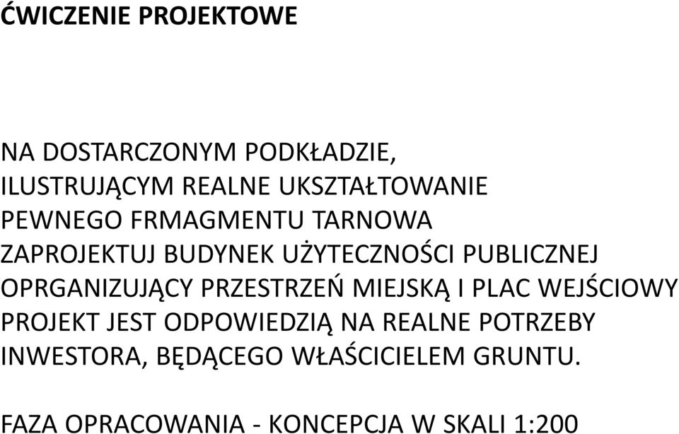 PUBLICZNEJ OPRGANIZUJĄCY PRZESTRZEŃ MIEJSKĄ I PLAC WEJŚCIOWY PROJEKT JEST