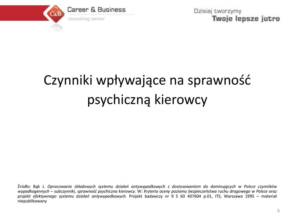 wypadkogennych subczynniki, sprawność psychiczna kierowcy.