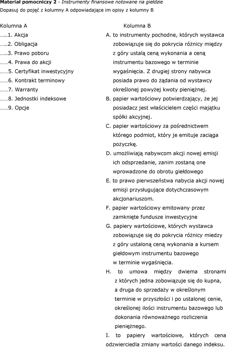 to instrumenty pochodne, których wystawca zobowiązuje się do pokrycia różnicy między z góry ustalą ceną wykonania a ceną instrumentu bazowego w terminie wygaśnięcia.