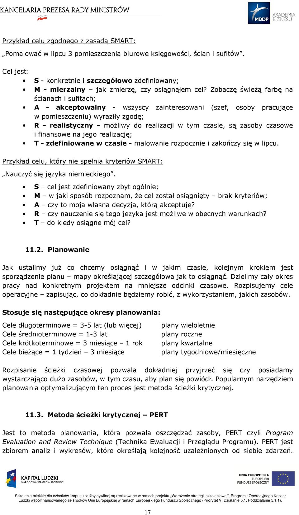 Zobaczę świeżą farbę na ścianach i sufitach; A - akceptowalny - wszyscy zainteresowani (szef, osoby pracujące w pomieszczeniu) wyraziły zgodę; R - realistyczny - możliwy do realizacji w tym czasie,