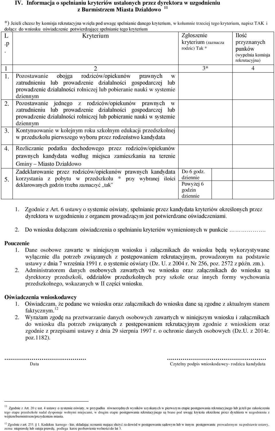 Pozostawanie obojga rodziców/opiekunów prawnych w zatrudnieniu lub prowadzenie działalności gospodarczej lub prowadzenie działalności rolniczej lub pobieranie nauki w systemie dziennym 2.