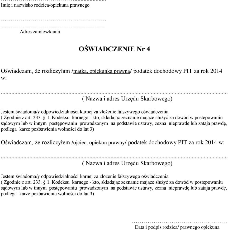 podatek dochodowy PIT za rok 2014 w:.