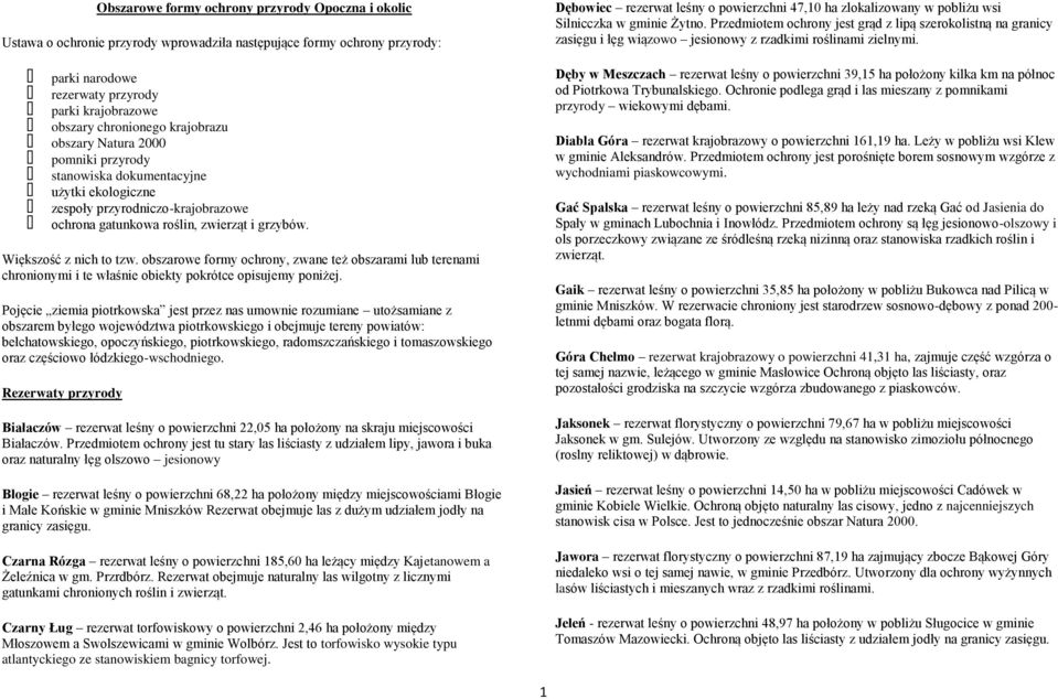 obszarowe formy ochrony, zwane też obszarami lub terenami chronionymi i te właśnie obiekty pokrótce opisujemy poniżej.